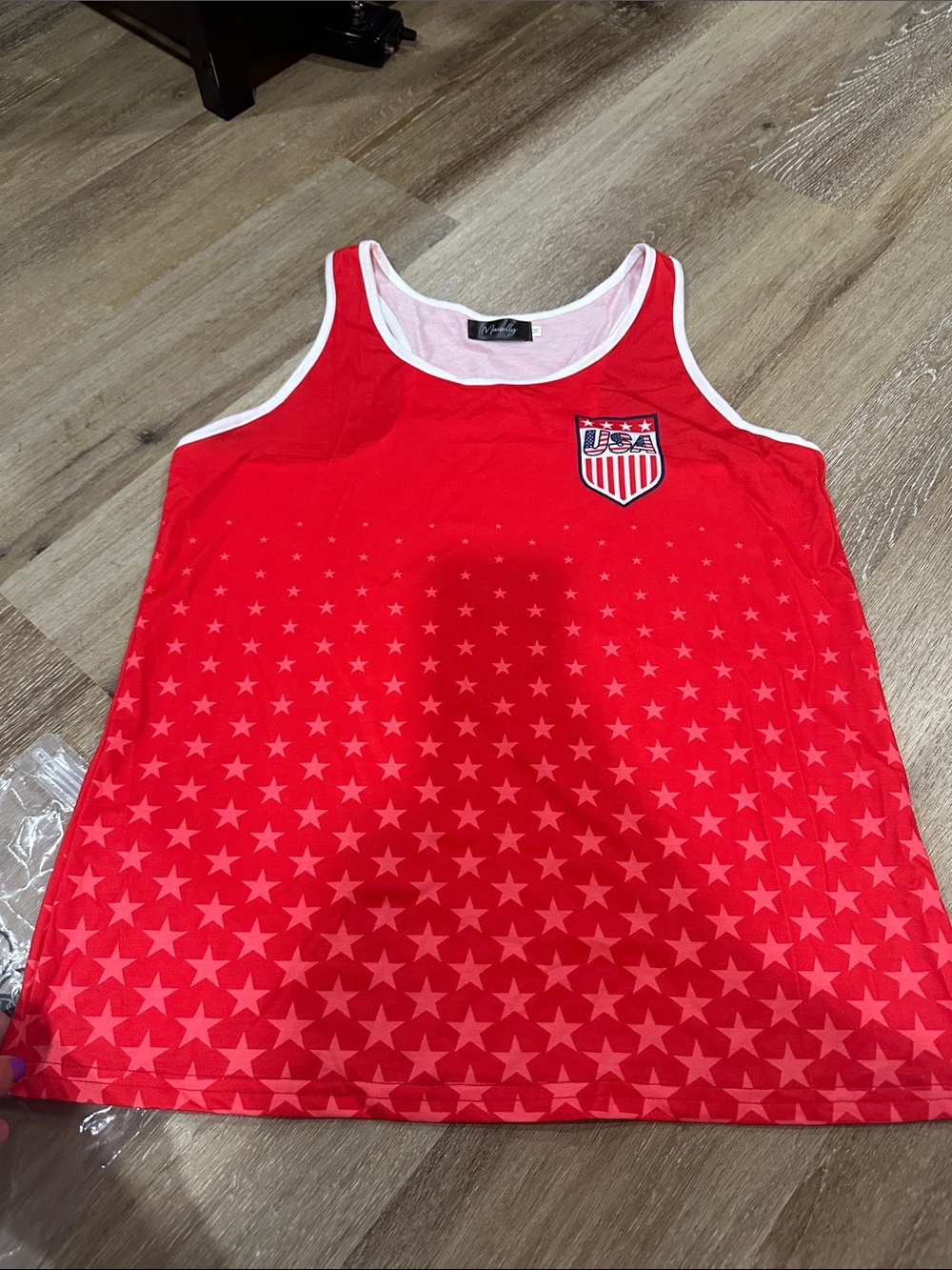 Red USA Star Print Womens USA soccer  Tank Top